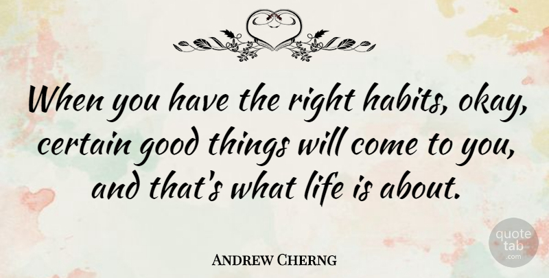 Andrew Cherng Quote About Certain, Good, Life: When You Have The Right...