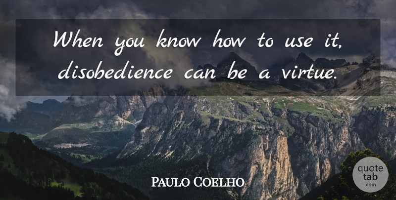 Paulo Coelho Quote About Use, Virtue, Knows: When You Know How To...