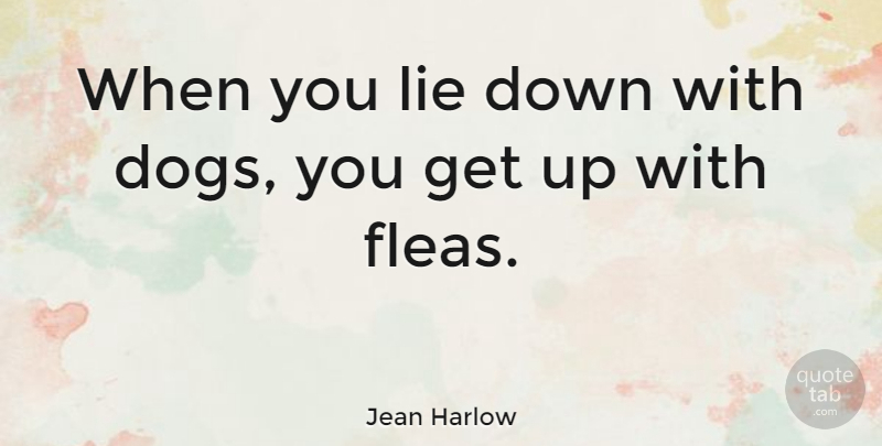Jean Harlow Quote About Dog, Lying, Fleas: When You Lie Down With...