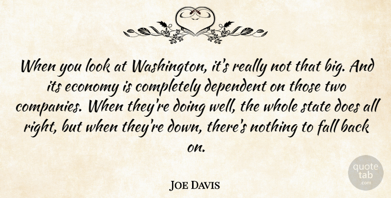 Joe Davis Quote About Dependent, Economy, Fall, State: When You Look At Washington...