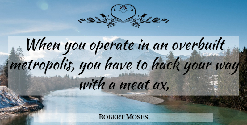 Robert Moses Quote About Meat, Way, Clean Slate: When You Operate In An...