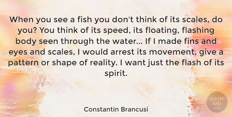 Constantin Brancusi Quote About Art, Eye, Reality: When You See A Fish...