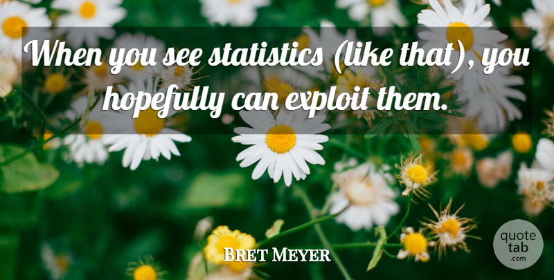 Bret Meyer Quote About Exploit, Hopefully, Statistics: When You See Statistics Like...