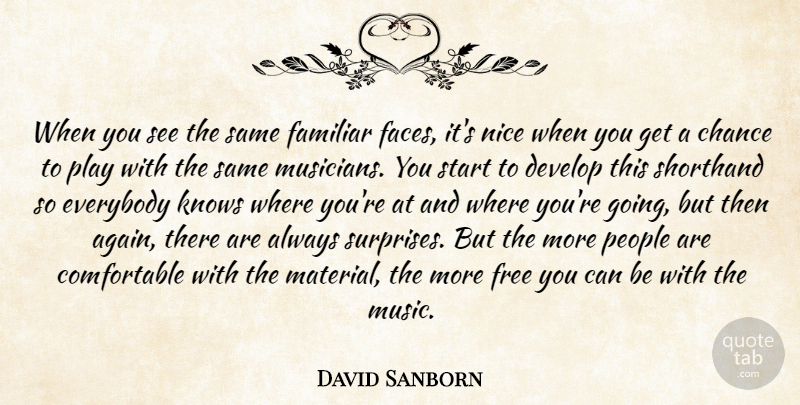 David Sanborn Quote About Chance, Develop, Everybody, Familiar, Free: When You See The Same...