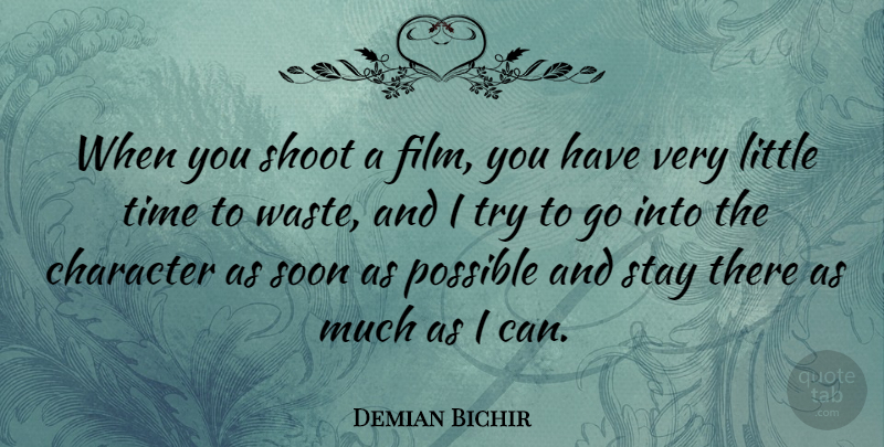 Demian Bichir Quote About Character, Trying, Waste: When You Shoot A Film...