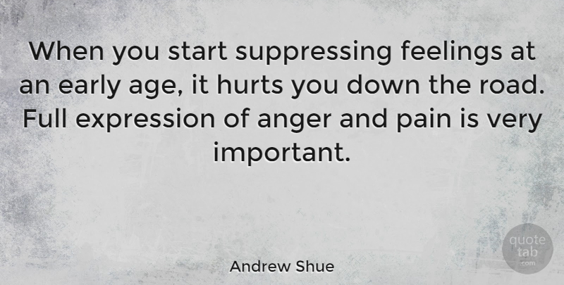 Andrew Shue Quote About Hurt, Pain, Anger: When You Start Suppressing Feelings...
