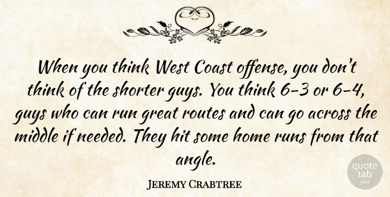 Jeremy Crabtree Quote About Across, Coast, Great, Guys, Hit: When You Think West Coast...