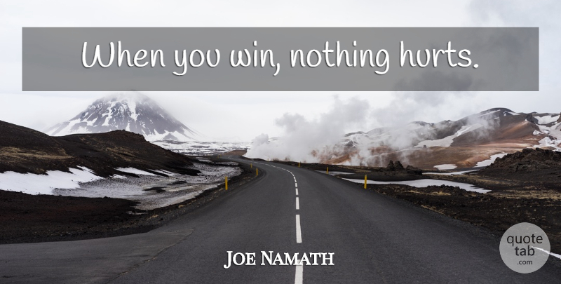 Joe Namath Quote About Softball, Sports, Baseball: When You Win Nothing Hurts...