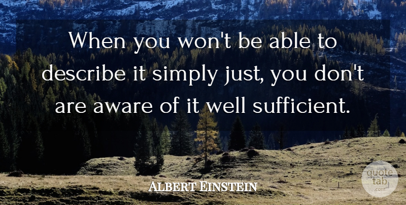 Albert Einstein Quote About Able, Wells, Sufficient: When You Wont Be Able...