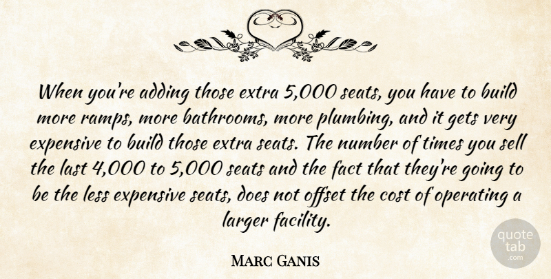 Marc Ganis Quote About Adding, Build, Cost, Expensive, Extra: When Youre Adding Those Extra...