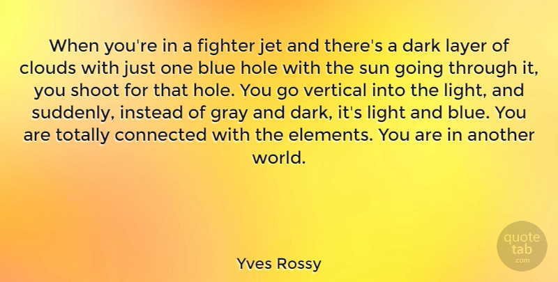 Yves Rossy Quote About Blue, Clouds, Connected, Fighter, Gray: When Youre In A Fighter...