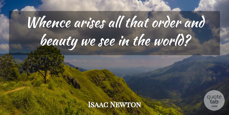 Isaac Newton Quote About Order, World, Orbs: Whence Arises All That Order...