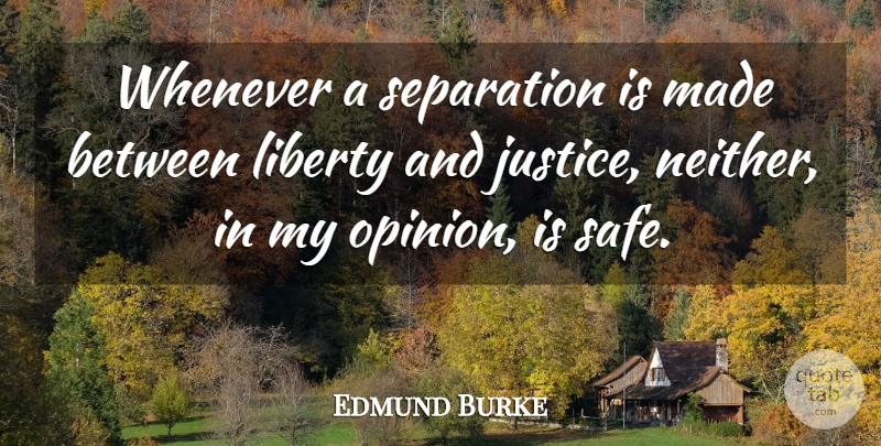 Edmund Burke Quote About Freedom, Justice, Liberty: Whenever A Separation Is Made...