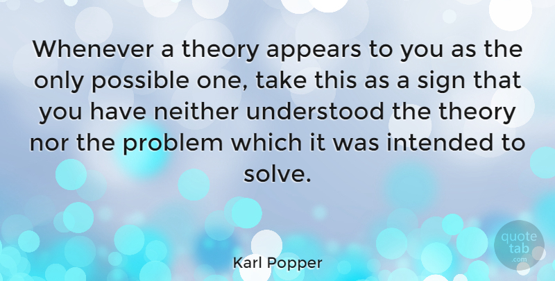 Karl Popper Quote About Libertarian, Problem, Theory: Whenever A Theory Appears To...