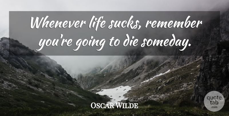 Oscar Wilde Quote About Encouragement, Remember You, Remembers You: Whenever Life Sucks Remember Youre...