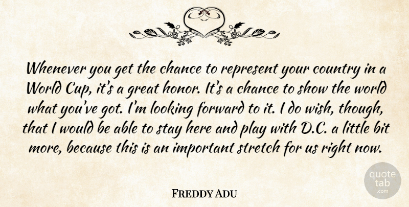 Freddy Adu Quote About Bit, Chance, Country, Forward, Great: Whenever You Get The Chance...
