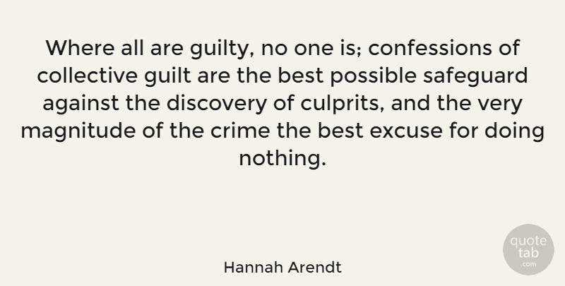 Hannah Arendt Quote About Discovery, Guilt, Doing Nothing: Where All Are Guilty No...