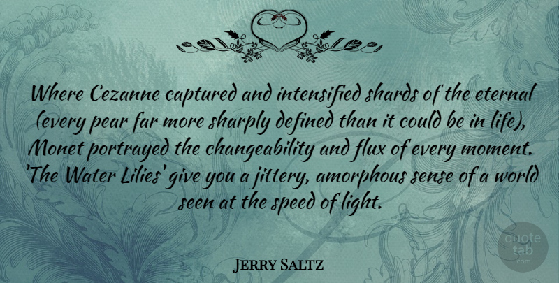 Jerry Saltz Quote About Light, Water Lily, Giving: Where Cezanne Captured And Intensified...
