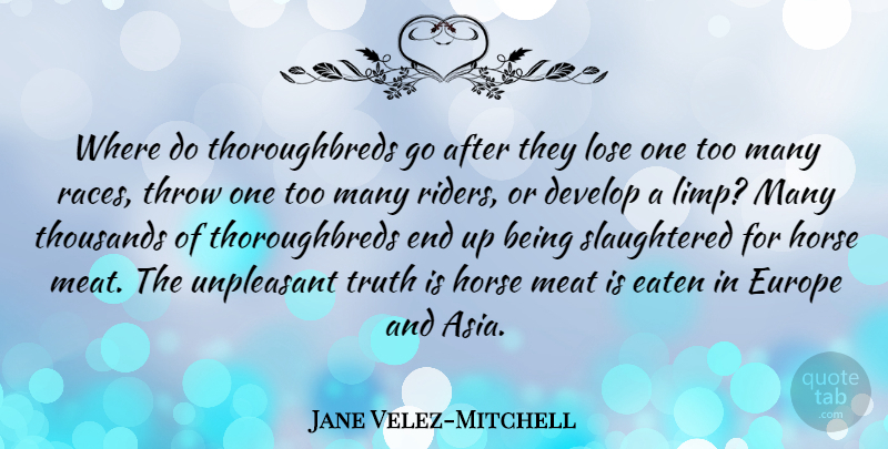 Jane Velez-Mitchell Quote About Horse, Race, Europe: Where Do Thoroughbreds Go After...