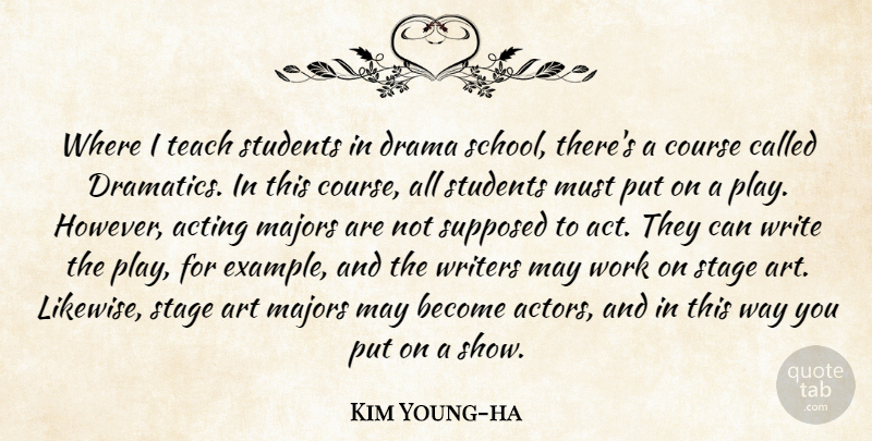 Kim Young-ha Quote About Acting, Art, Course, Majors, Stage: Where I Teach Students In...