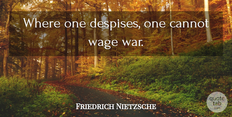 Friedrich Nietzsche Quote About War, Despise: Where One Despises One Cannot...