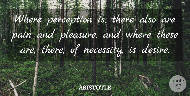 Aristotle Quote About Pain, Perception, Desire: Where Perception Is There Also...