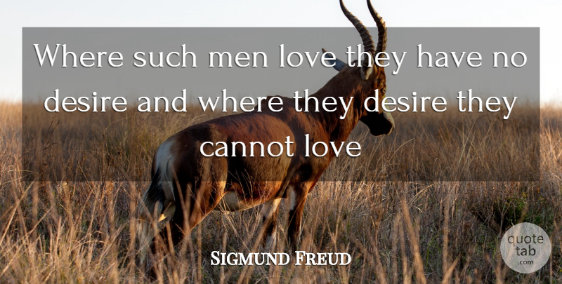 Sigmund Freud Quote About Men, Desire: Where Such Men Love They...