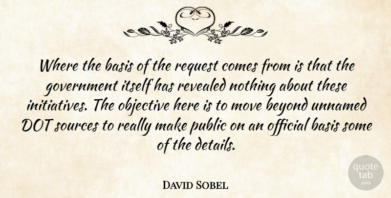 David Sobel Quote About Basis, Beyond, Dot, Government, Itself: Where The Basis Of The...
