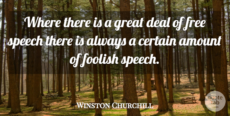 Winston Churchill Quote About Freedom Of Speech, Foolish, Free Speech: Where There Is A Great...