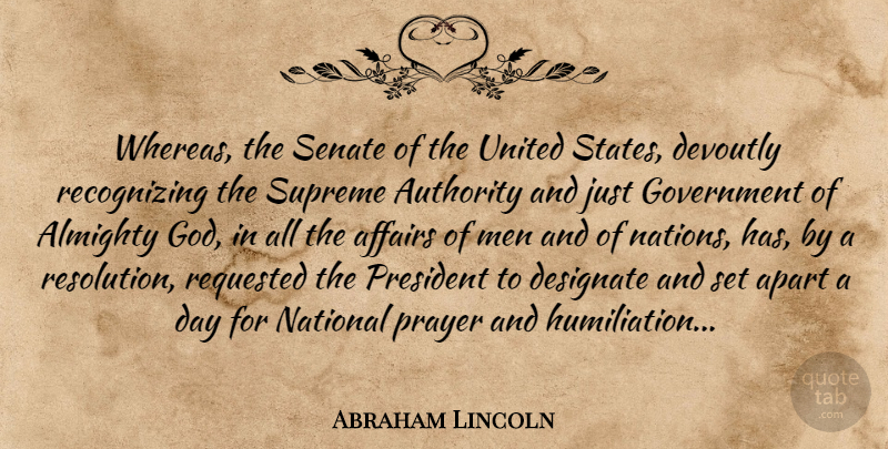 Abraham Lincoln Quote About Bible, God, Religious: Whereas The Senate Of The...