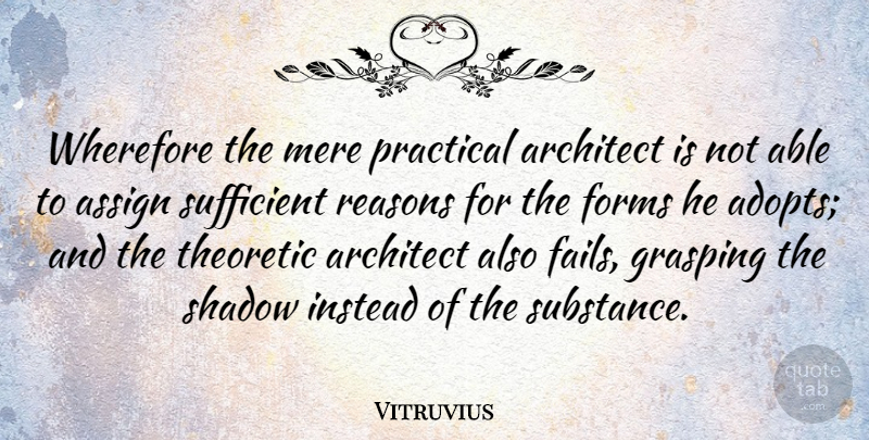 Vitruvius Quote About Architect, Assign, Forms, Instead, Mere: Wherefore The Mere Practical Architect...