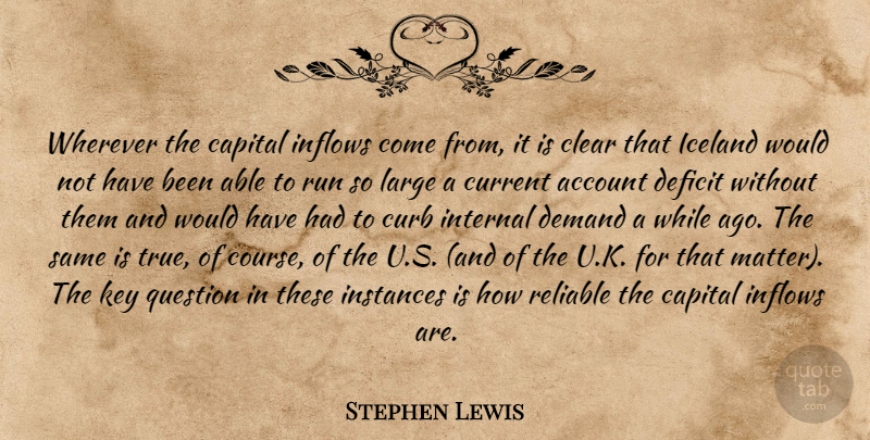 Stephen Lewis Quote About Account, Capital, Clear, Curb, Current: Wherever The Capital Inflows Come...