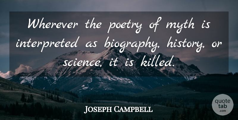 Joseph Campbell Quote About Inspirational, Poetry, Biographies: Wherever The Poetry Of Myth...
