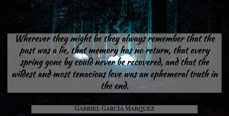 Gabriel Garcia Marquez Quote About Memories, Lying, Spring: Wherever They Might Be They...