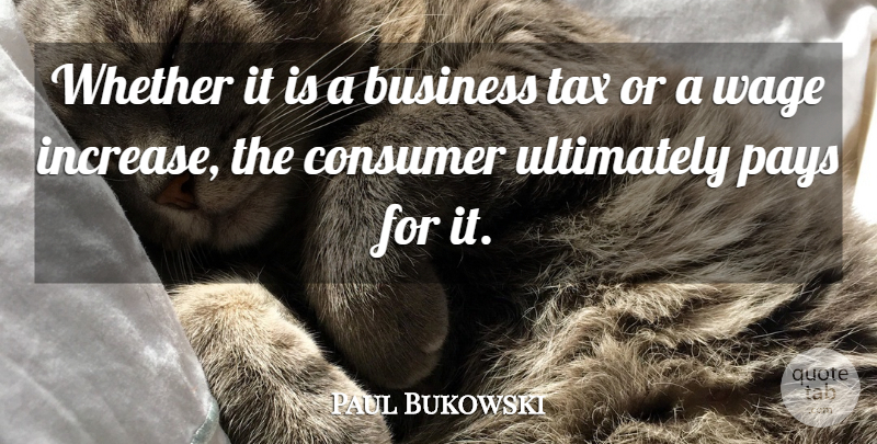 Paul Bukowski Quote About Business, Consumer, Pays, Tax, Ultimately: Whether It Is A Business...