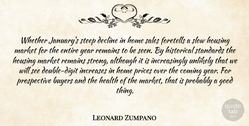Leonard Zumpano Quote About Although, Buyers, Coming, Decline, Entire: Whether Januarys Steep Decline In...