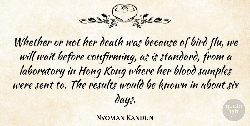 Nyoman Kandun Quote About Bird, Blood, Death, Known, Kong: Whether Or Not Her Death...