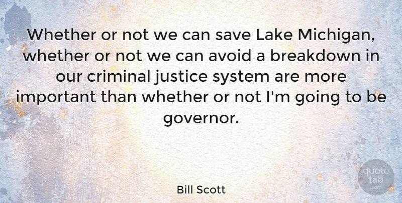 Bill Scott Quote About Avoid, Breakdown, Criminal, Save, System: Whether Or Not We Can...