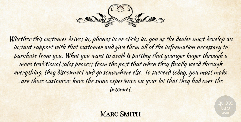 Marc Smith Quote About Avoid, Buyer, Clicks, Customer, Customers: Whether This Customer Drives In...
