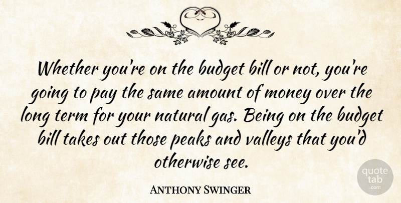 Anthony Swinger Quote About Amount, Bill, Budget, Money, Natural: Whether Youre On The Budget...