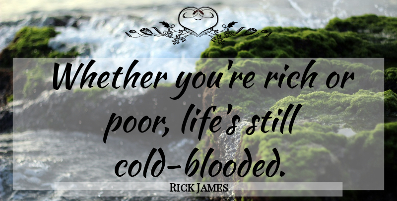 Rick James Quote About Rich Or Poor, Cold, Poor Life: Whether Youre Rich Or Poor...