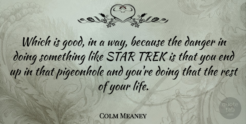 Colm Meaney Quote About Danger, Good, Life, Pigeonhole, Rest: Which Is Good In A...