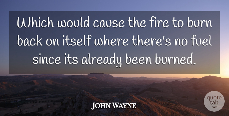 John Wayne Quote About Burn, Cause, Fire, Fuel, Itself: Which Would Cause The Fire...