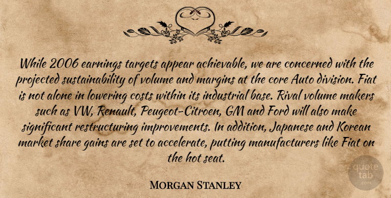 Morgan Stanley Quote About Alone, Appear, Auto, Concerned, Core: While 2006 Earnings Targets Appear...