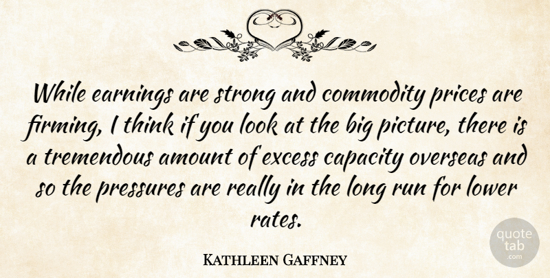 Kathleen Gaffney Quote About Amount, Capacity, Commodity, Earnings, Excess: While Earnings Are Strong And...