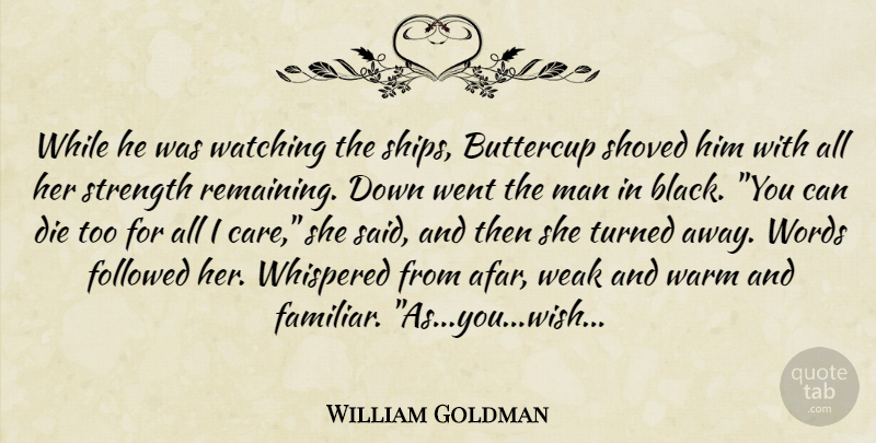 William Goldman Quote About Men, Black, Wish: While He Was Watching The...