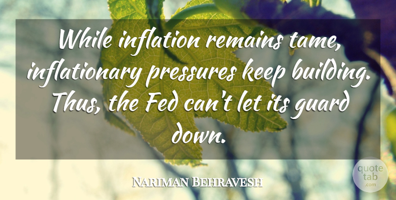 Nariman Behravesh Quote About Fed, Guard, Inflation, Pressures, Remains: While Inflation Remains Tame Inflationary...