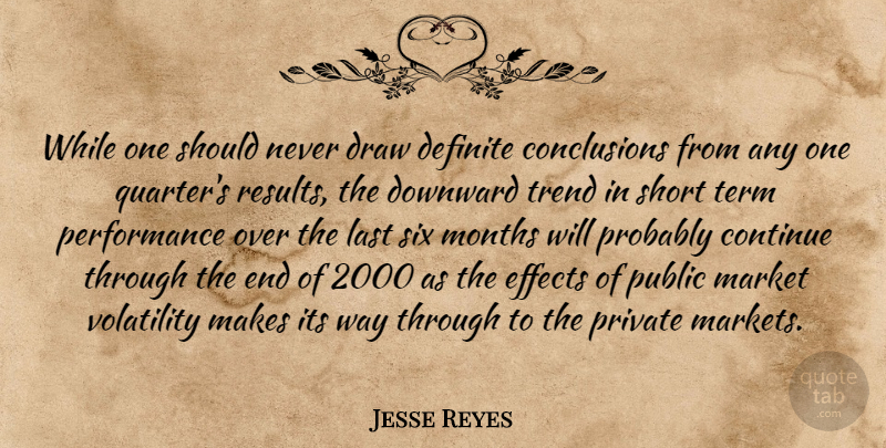 Jesse Reyes Quote About Continue, Definite, Downward, Draw, Effects: While One Should Never Draw...