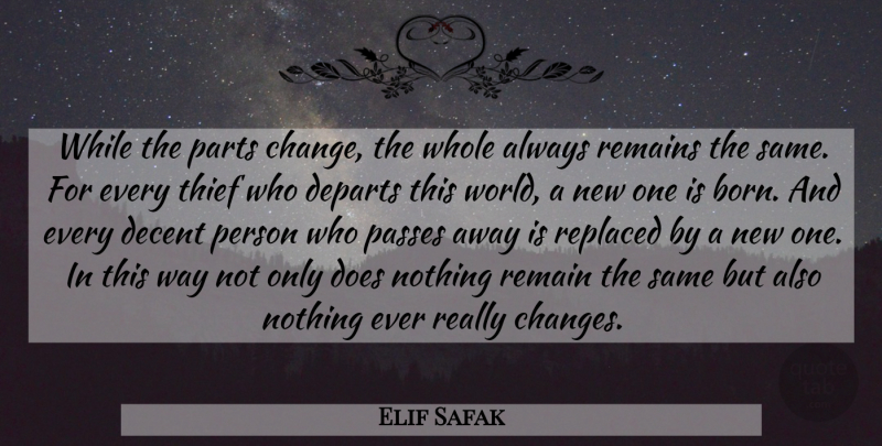 Elif Safak Quote About Passing Away, Doe, World: While The Parts Change The...