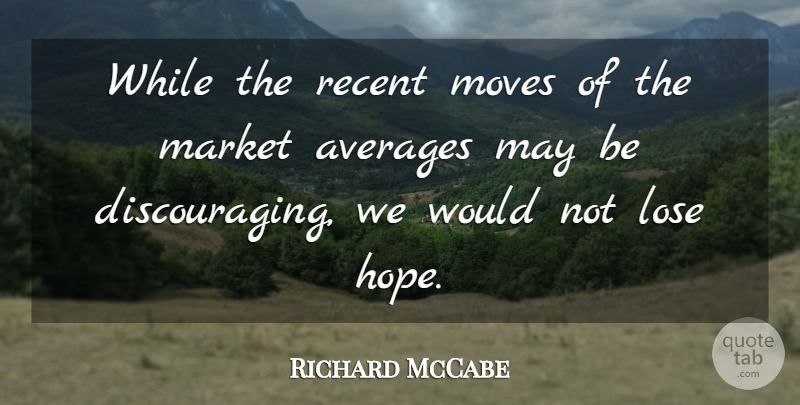 Richard McCabe Quote About Averages, Lose, Market, Moves, Recent: While The Recent Moves Of...